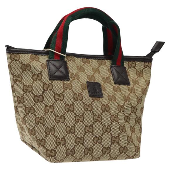 GUCCI GG Canvas Web Sherry Line Hand Bag Red Beige Green - Picture 1 of 16